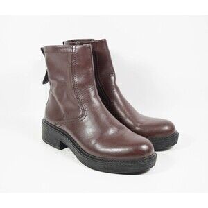 Franco Sarto Karbon Brown Faux Leather Chunky Heel Combat Ankle Boots Sz 10M